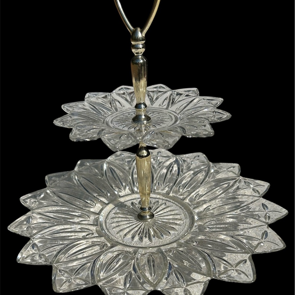 Elegant Two-Tier Crystal Serving Tray